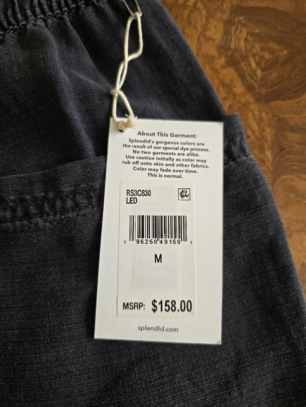Splendid Linen Blend Drawstring Pull-On Pants, Charcoal Gray, Womens size M NWT - Picture 4 of 8